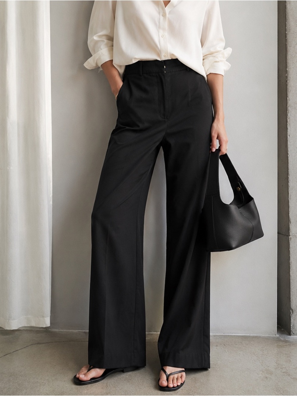 Wilfred Aritzia Effortless Black Trouser Dress Pant 12 Contemporary Professional